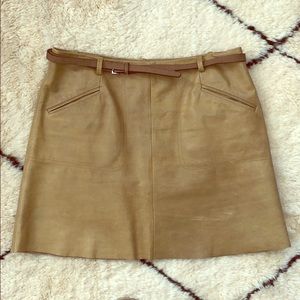 Joie Tan Leather Mini Skirt